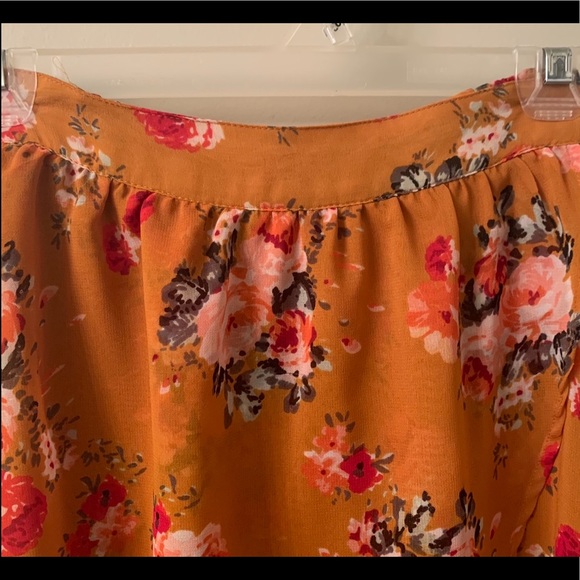 Gold and Coral Chiffon Hi-low Skirt - Picture 5 of 7